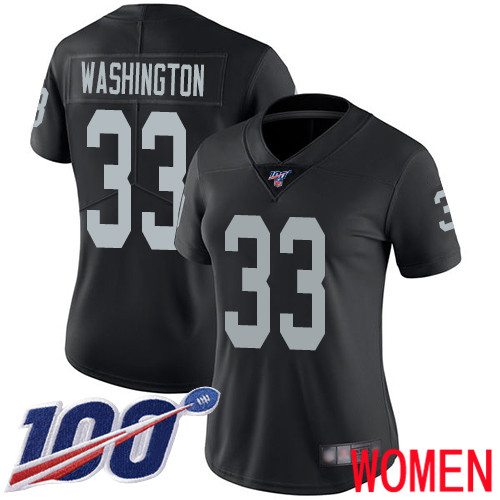 Oakland Raiders Limited Black Women DeAndre Washington Home Jersey NFL Football #33 100th Jersey->women nfl jersey->Women Jersey